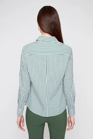 Crisp Bold Strip Blouse - Olive Combo
