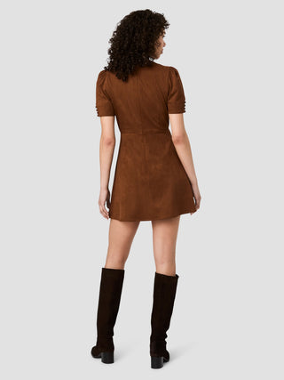 Sonja Suede Flare Short Sleeve Mini Dress