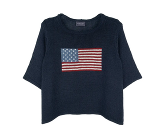 Flag Half Sleeve Top - Darkest Indigo
