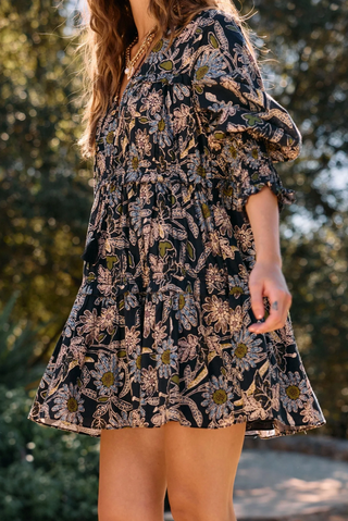 Raquel Mini Dress - Dark Magnolia Floral
