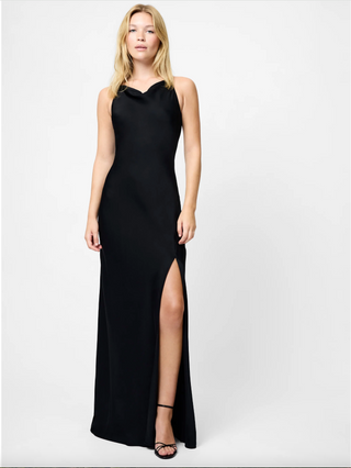 Ennis Satin Cowl Neck Maxi Dress - Black