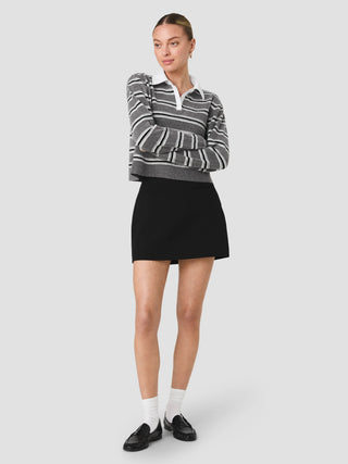 Azra Twill Welt Mini Skirt - Black