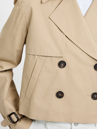 Cropped Twill Trench - Khaki