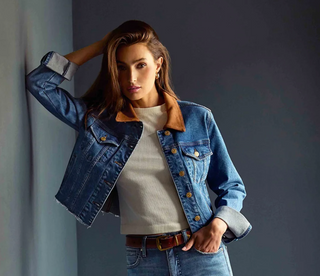 Kerry Cropped Jacket Raw Hem Contrast Collar - Affined