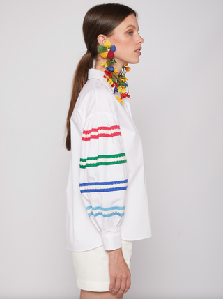 Vernen Embroidered Top, White Poplin