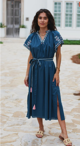 Bri Dress - Embroidery in Stargazer Blue
