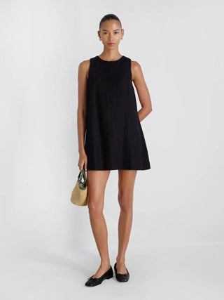 Cooper Linen Sleeveless Mini Dress- Black