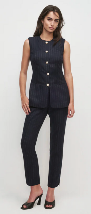 The Clocking In Top - Navy Pinstripe