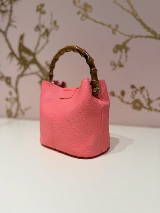 Bamboo Top Handle Crossbody Bag - Pink