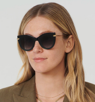 Laveau Nylon Sunglasses, Black +Black and Crystal 24K