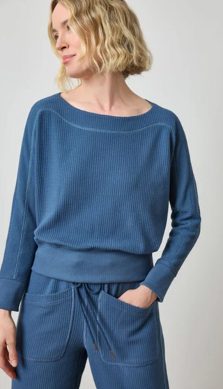 Rib Trim Seamed Top -Ink