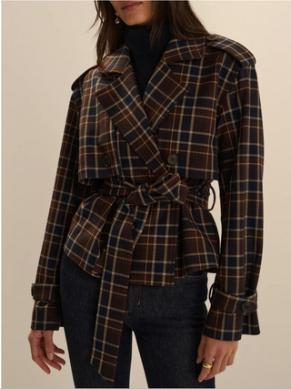 The Cropped Charles Trench - Toffee Plaid