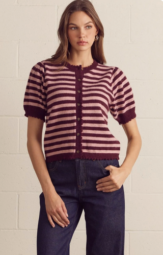 Short Sleeve Crewneck Cardigan