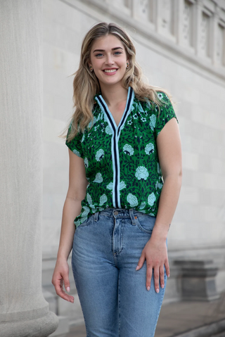 Aspen Blouse - Palm Gardenia Floral