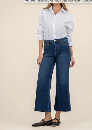 Meg High Rise Fab AB Wide Leg Raw Hem - Demure