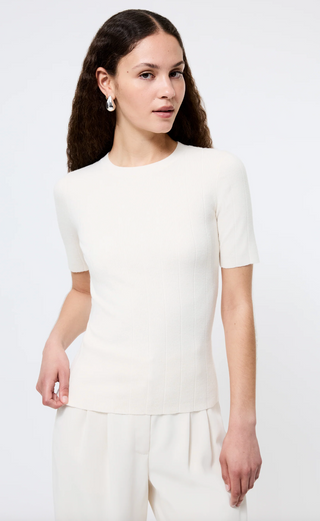 Marley Knit Wide Rib Top - Porcelain Cream