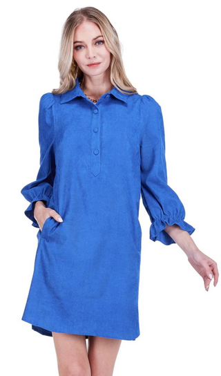 Placket Collar Dress - Royal