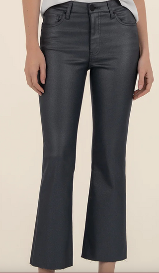 Kelsey High Rise Ankle Flare with Raw Hem - Silver Bell