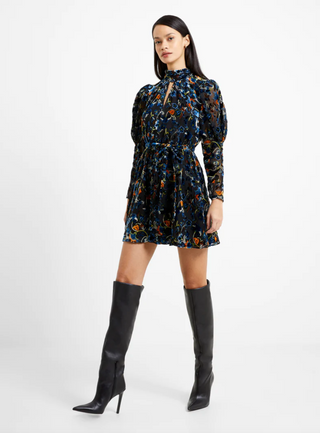 Avery Burnout LS Dress, Blackout