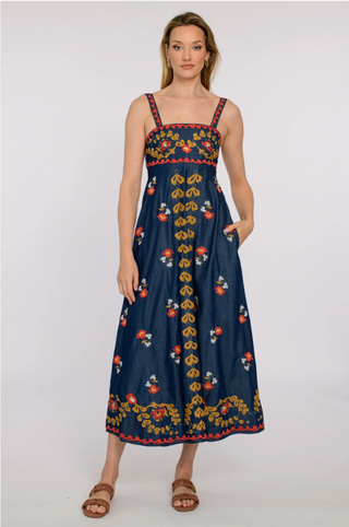 Annalisa Dress - Denim Embroidery