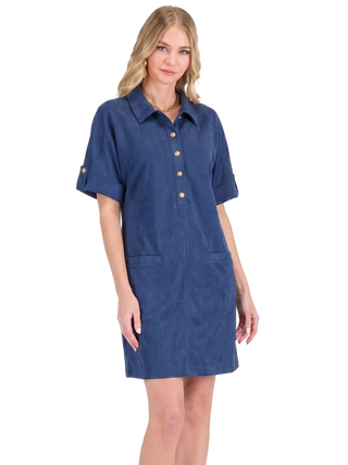 Placket Welt Pocket Dress - Sapphire