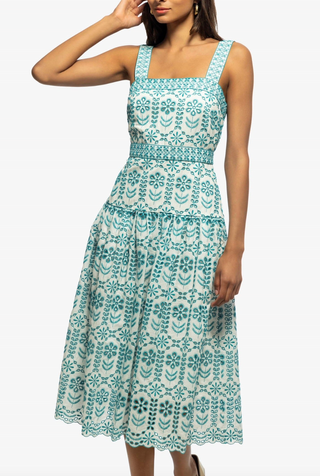 Mirabella Dress, Optic White/Ocean