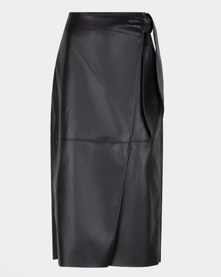Belted Faux Leather Skirt - Black