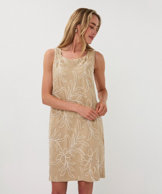 Dress Flower Embroidery - Sand
