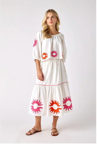 Jessie Skirt - Coconut w/Applique