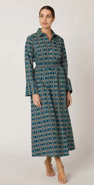 Nina Ankle Dress - Santo Stripe Print