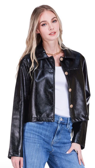 Vegan Leather Jacket - Black