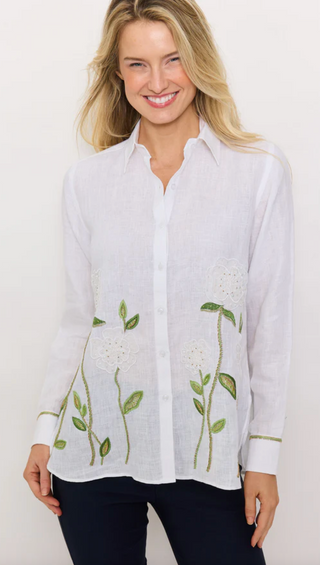 Sheer Flower Shirt - White