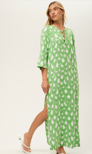 Catamaran Dress - Grass Court Green/White Wash