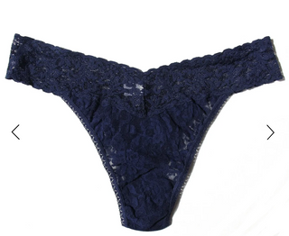 Signature Lace Original Rise Thong, Navy