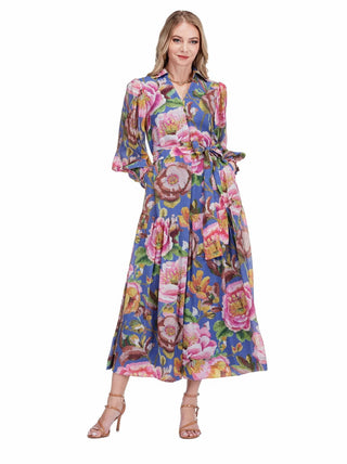 Split V-Neck Tiered Maxi - Cobalt Bloom
