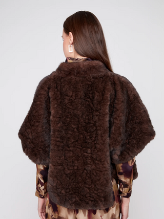 Ruched Faux Fur Jacket - Chocolate