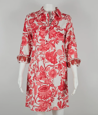 La Jolla Shirtdress - Katu Floral White/Pinks