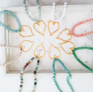 8003H Gemstone Beaded Necklace Heart