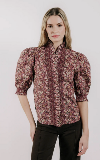Zuri Top Short Sleeve - Pippa's Symphony Red Liberty