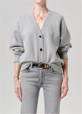Fleece Cardigan - Heather Grey