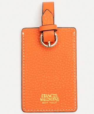 Luggage Tag Tumbled Leather - Tangerine