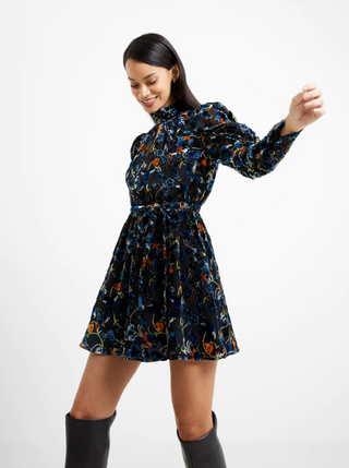 Avery Burnout LS Dress, Blackout