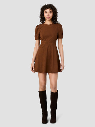 Sonja Suede Flare Short Sleeve Mini Dress