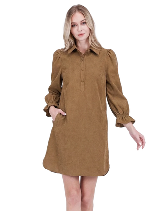 Placket Collar Dress - Taupe