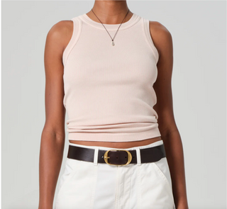 Isabel Rib Tank - Muted Rose