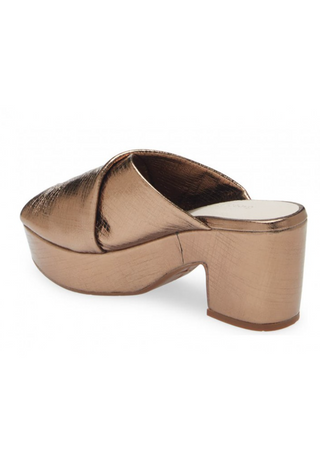 Georgette Platform Slide, Bronze Leather