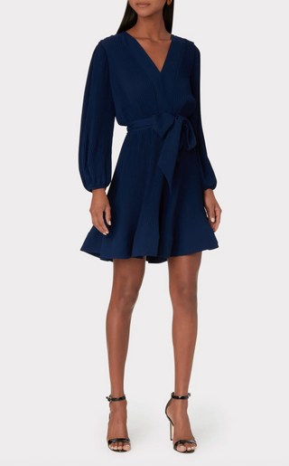 Liv Solid Pleat Dress - Navy