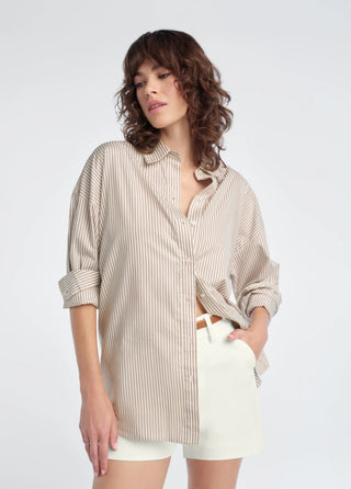 Ex-Boyfriend Shirt - Soft Taupe Stripe